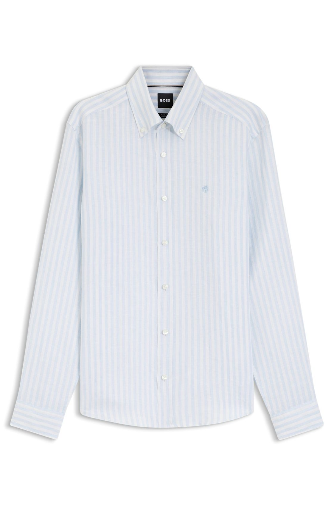 HUGO BOSS Gestreiftes Leinenhemd, regular fit S