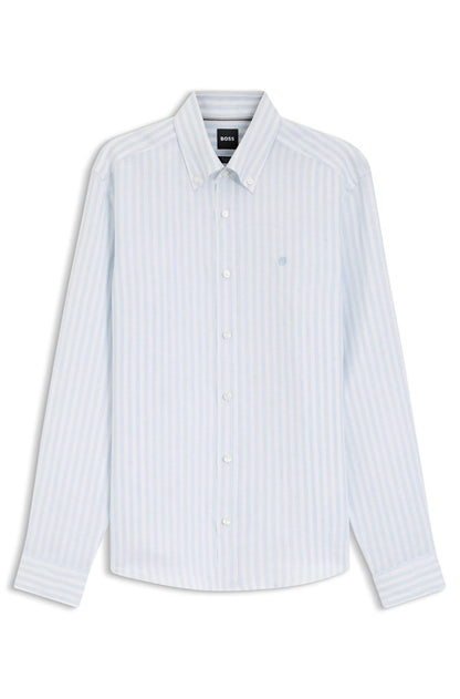 HUGO BOSS Gestreiftes Leinenhemd, regular fit S