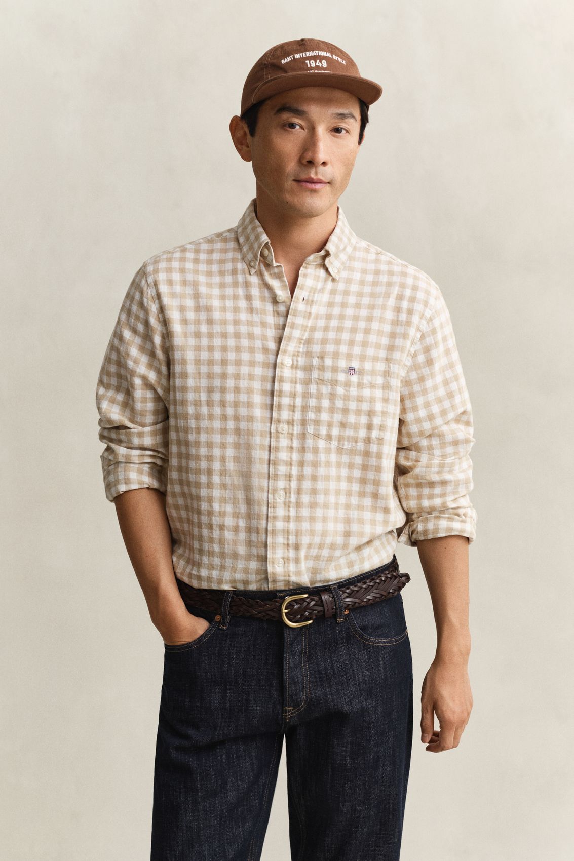 GANT Gingham Hemd aus Leinenmix
