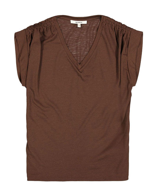 GARCIA T-Shirt mit gerafften Schultern