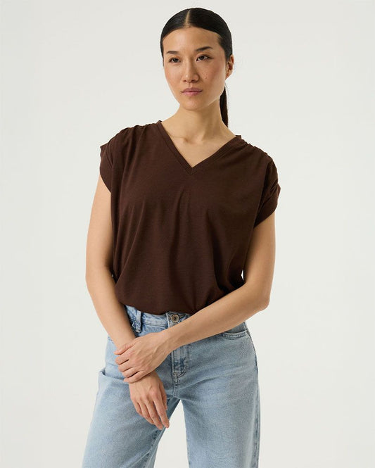 GARCIA T-Shirt mit gerafften Schultern