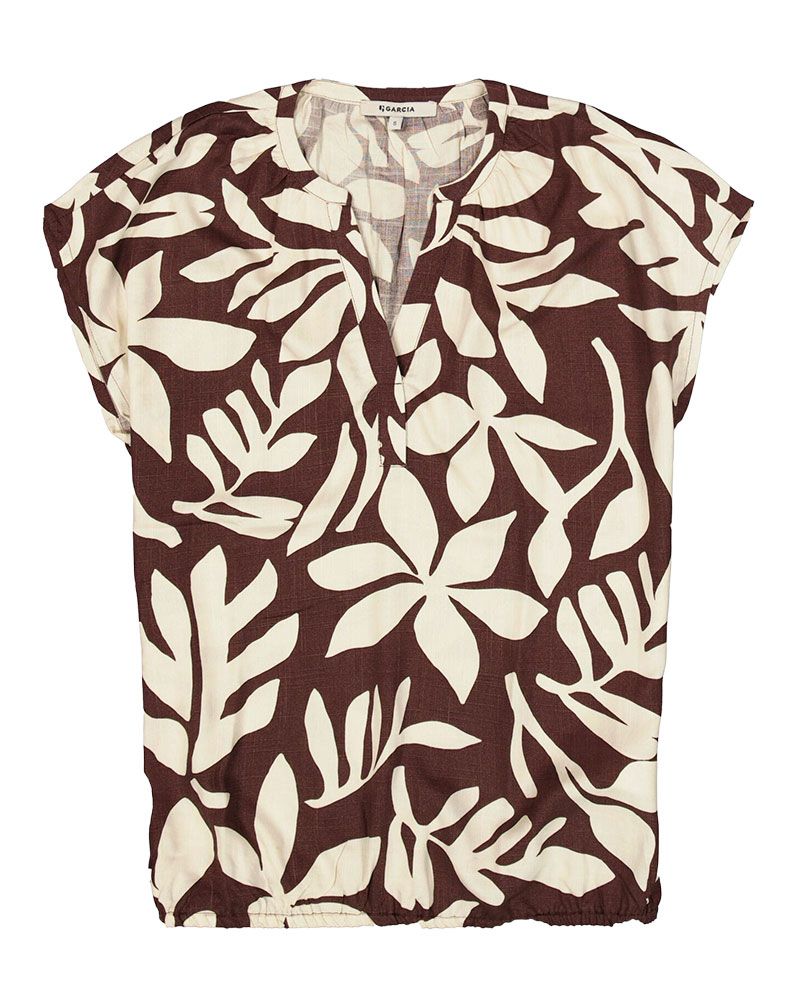 GARCIA T-Shirt mit Blätter-Motiv