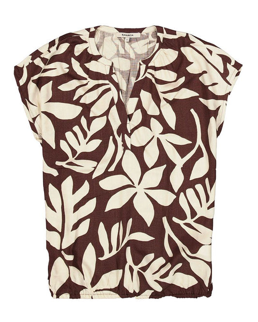 GARCIA T-Shirt mit Blätter-Motiv