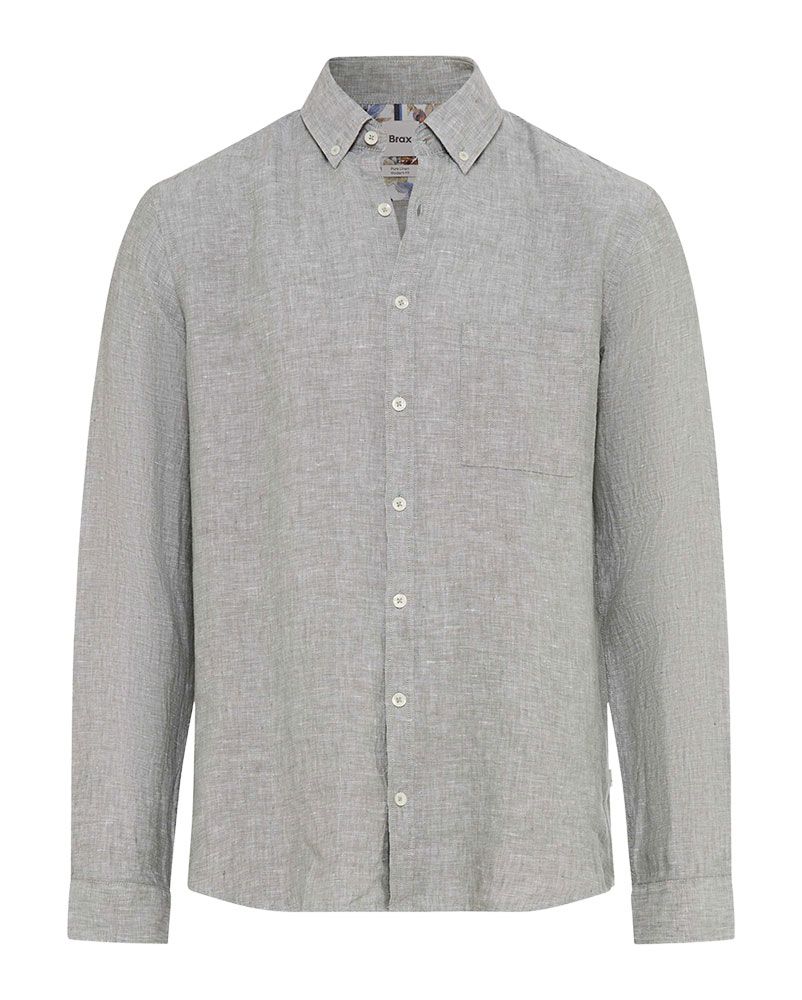BRAX Leinenhemd mit Button-Down Kragen "Daniel"