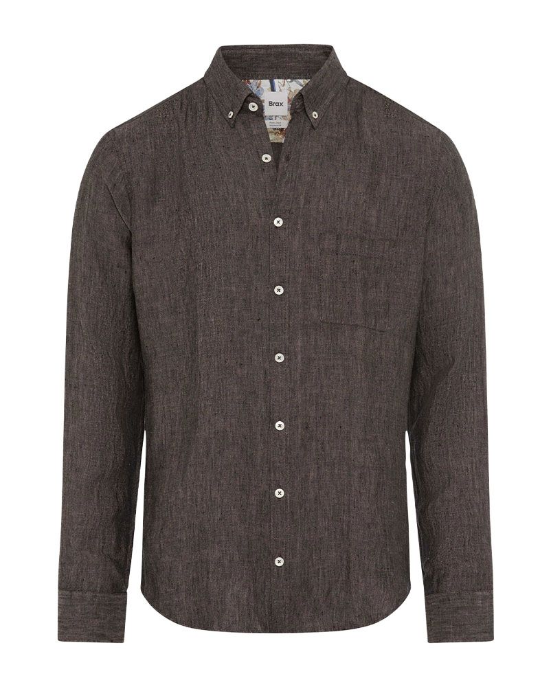 BRAX Leinenhemd mit Button-Down Kragen "Daniel"