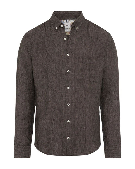 BRAX Leinenhemd mit Button-Down Kragen "Daniel"