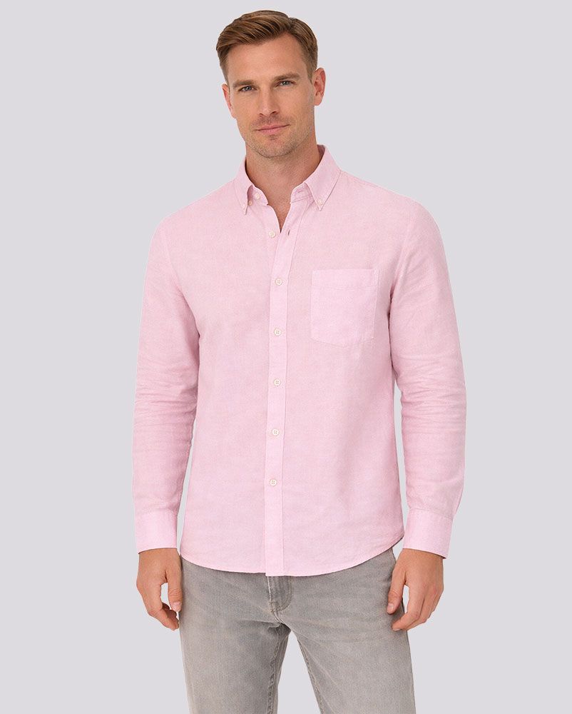 BRAX Leinenhemd mit Button-Down Kragen "Daniel"