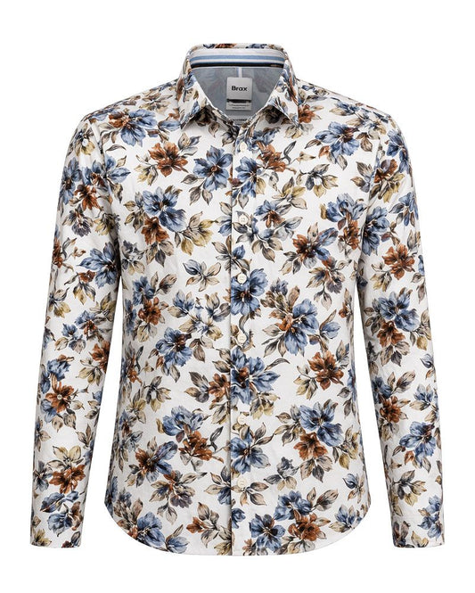 BRAX Leinenhemd mit floralem Print "Harold"