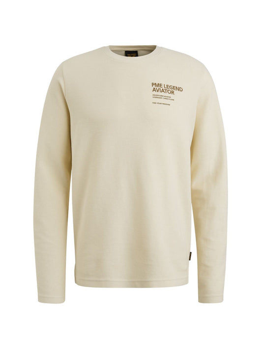 PME PME LEGEND Long sleeve r-neck structured pique gd Default Title