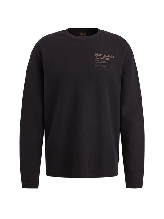 PME PME LEGEND Long sleeve r-neck structured pique gd