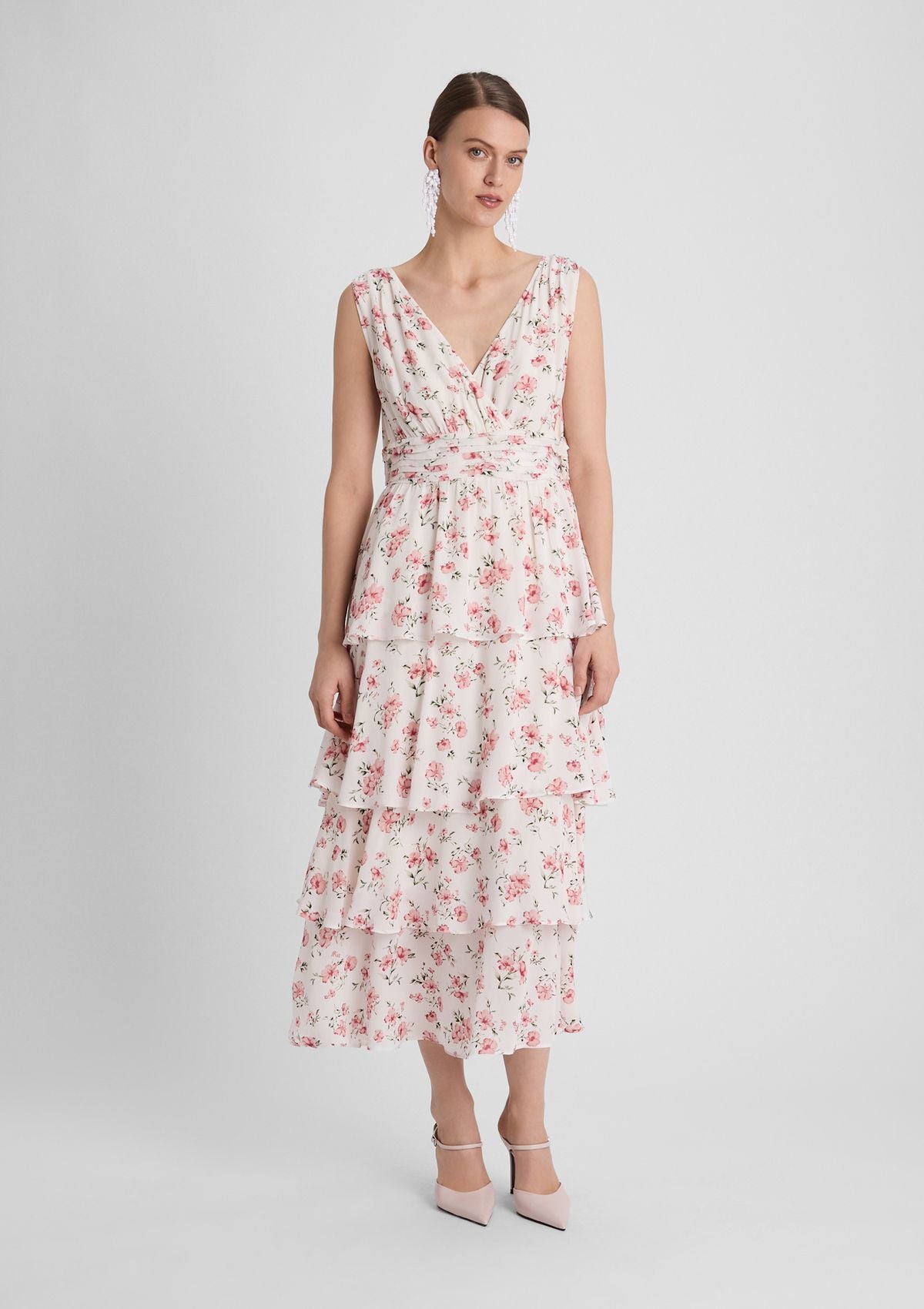 Festliches Chiffonkleid mit Blumenmuster