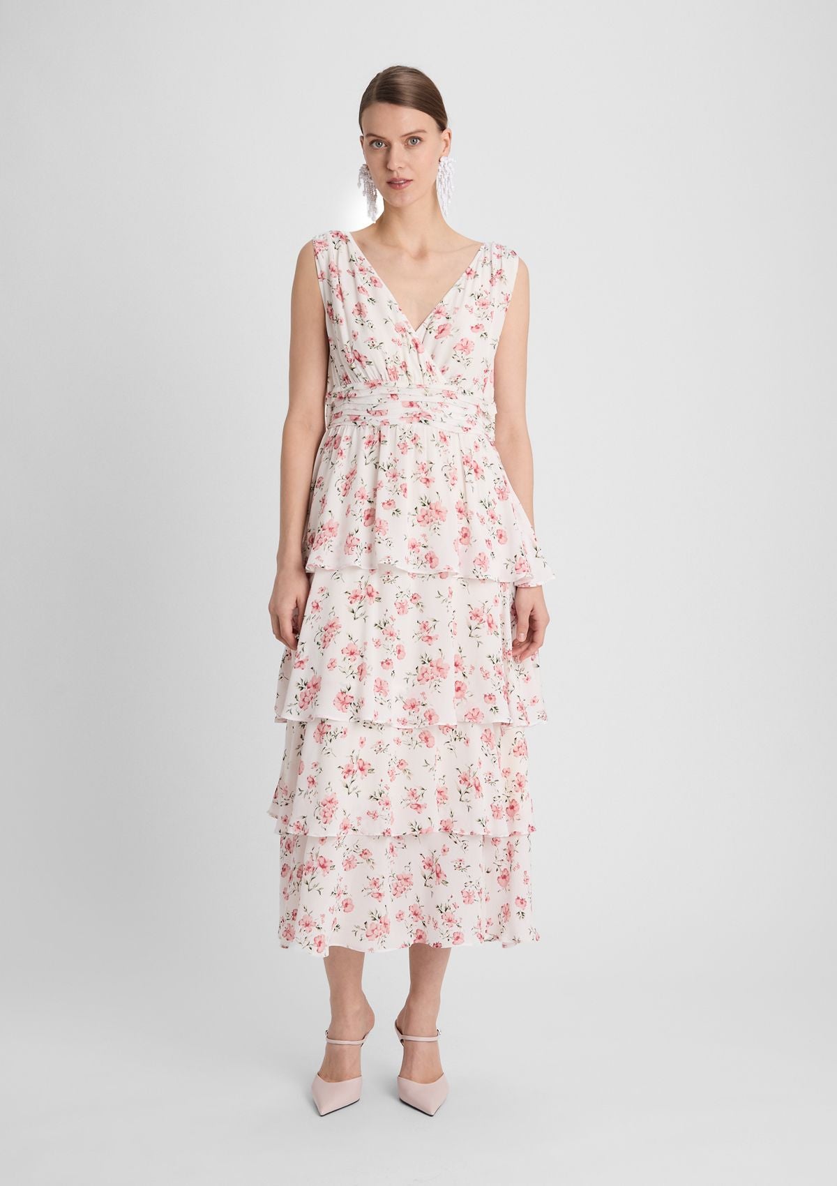 Festliches Chiffonkleid mit Blumenmuster