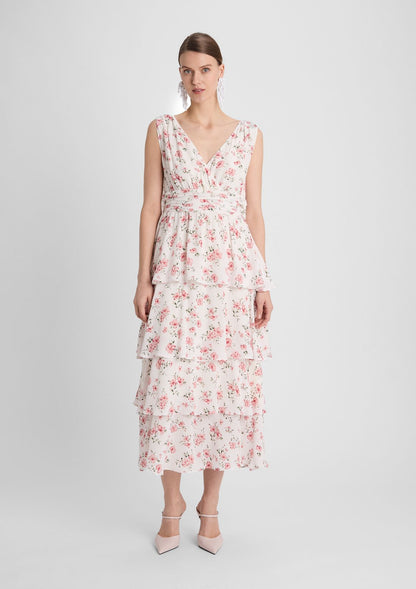 Festliches Chiffonkleid mit Blumenmuster