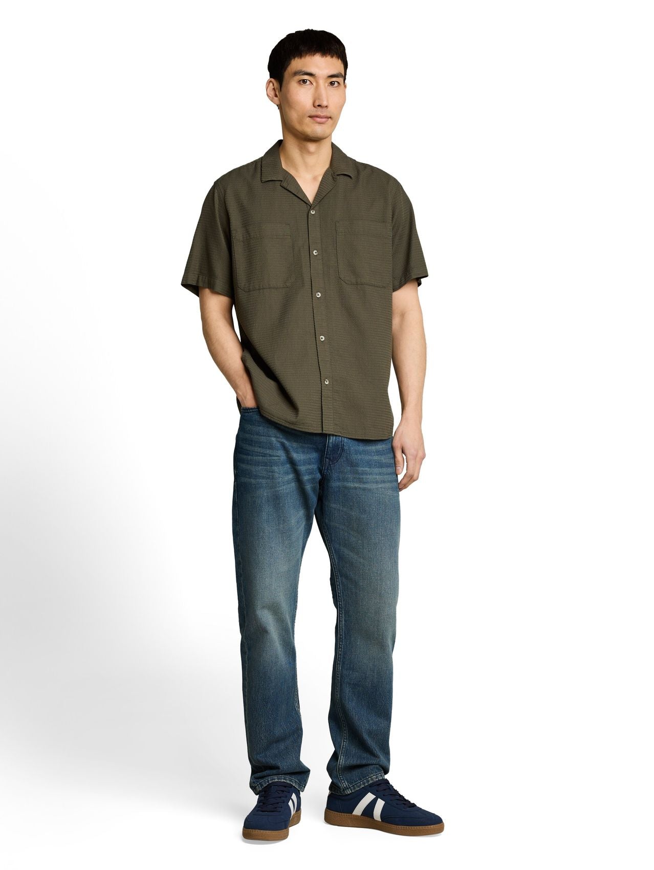 TOM TAILOR Regular Fit Resort Hemd mit Waffelstruktur