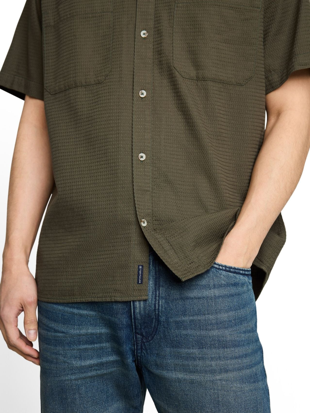 TOM TAILOR Regular Fit Resort Hemd mit Waffelstruktur