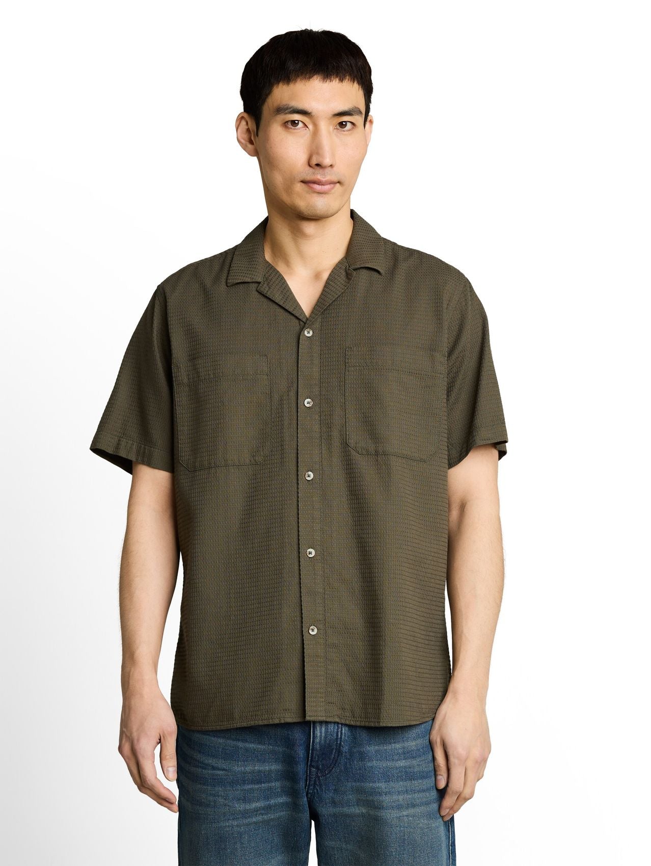 TOM TAILOR Regular Fit Resort Hemd mit Waffelstruktur