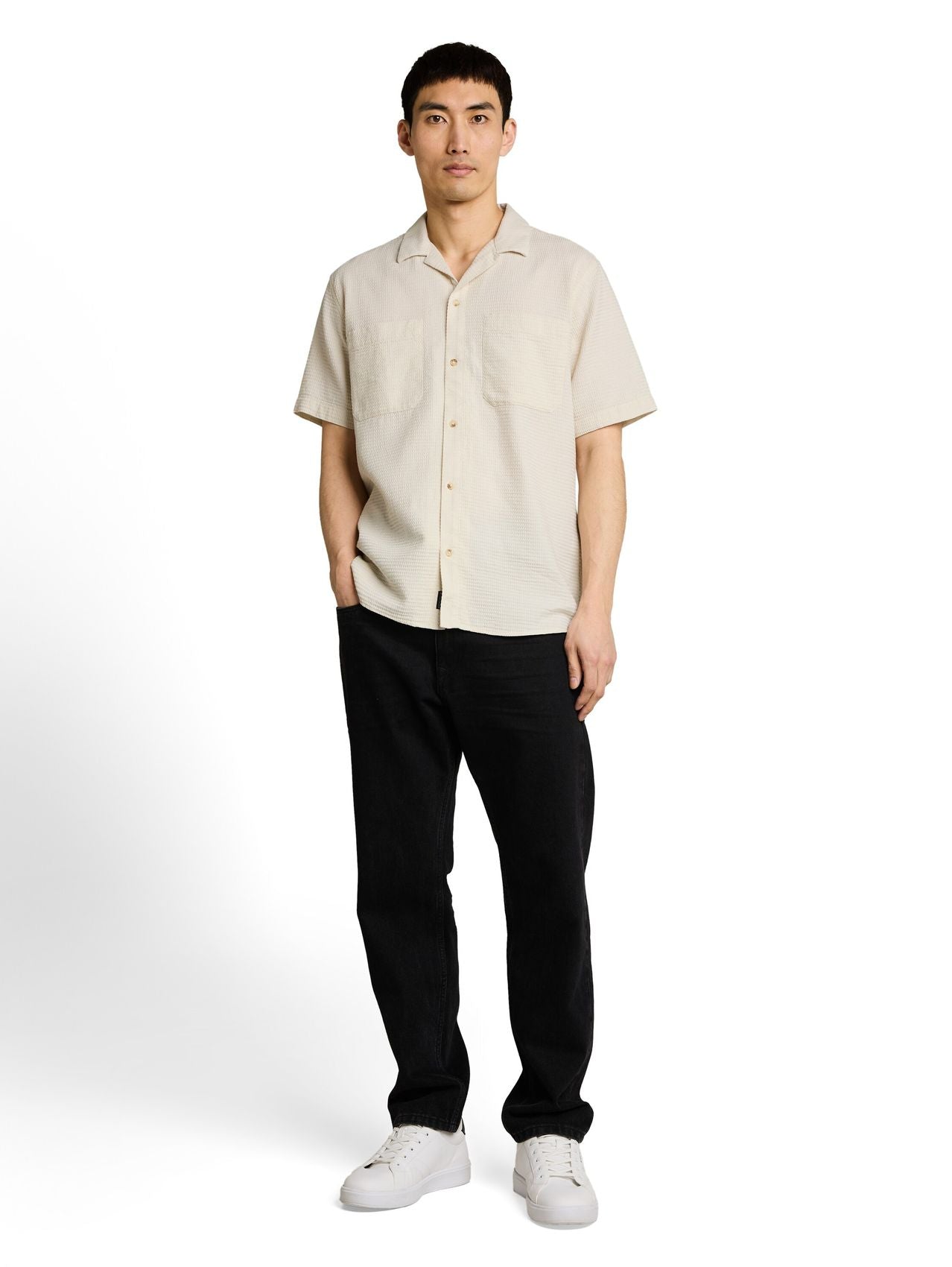 TOM TAILOR Regular Fit Resort Hemd mit Waffelstruktur