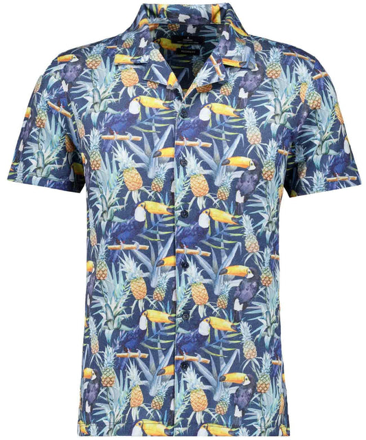 RAGMAN Softknit-Hemd mit Tropical-Print, kurzarm L