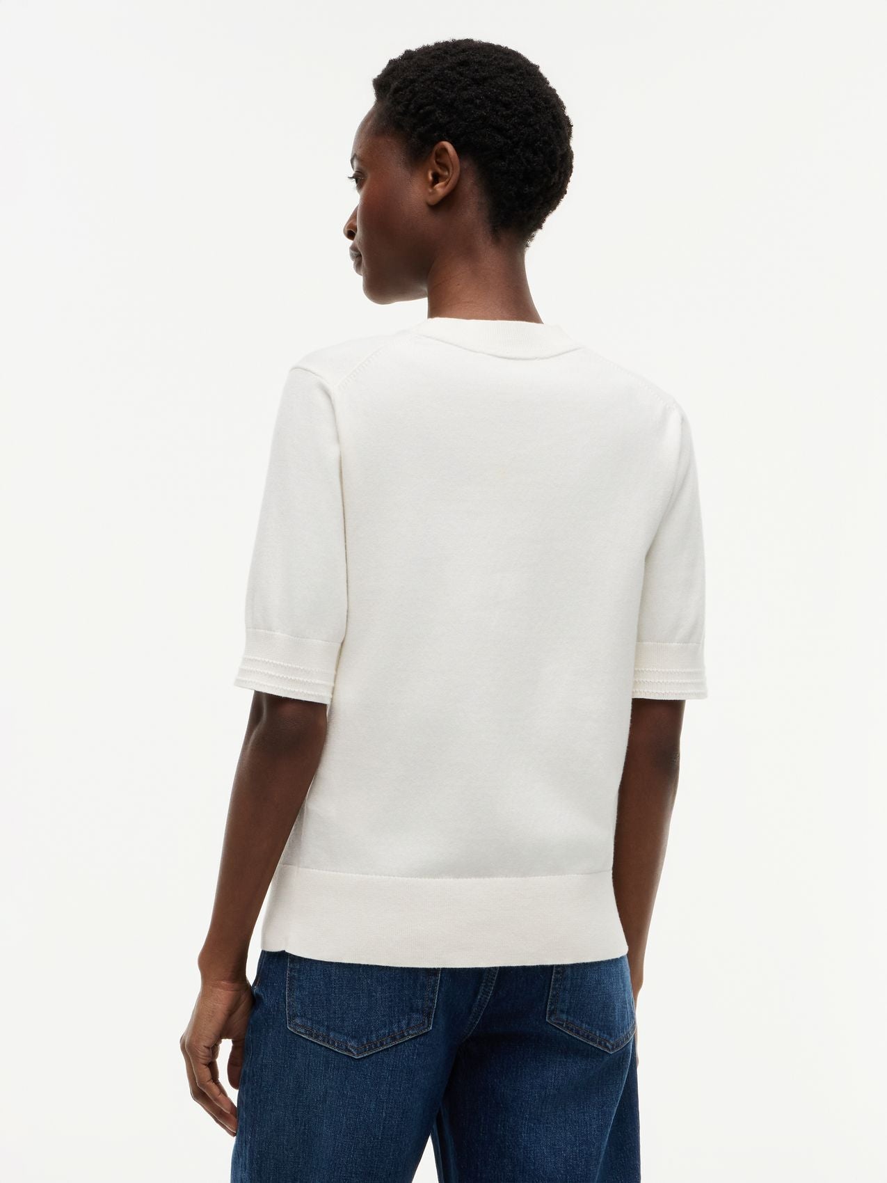TOMMY HILFIGER Feinstrick-Pullover mit kurzen Ärmeln