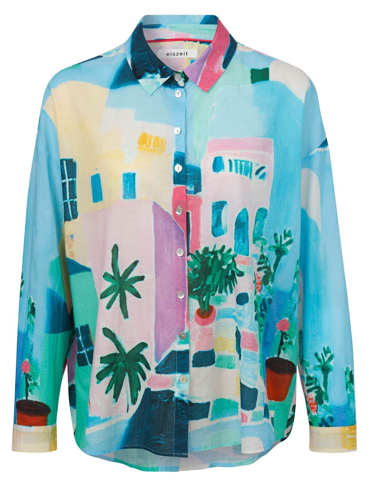 Bluse Hemdkragen 1/1 Arm Druck