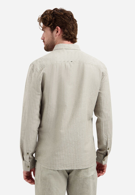 NO EXCESS Shirt Vertical Small Stripe With Linen