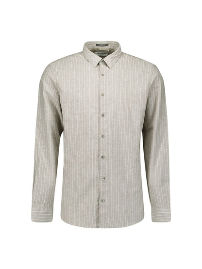 NO EXCESS Shirt Vertical Small Stripe With Linen