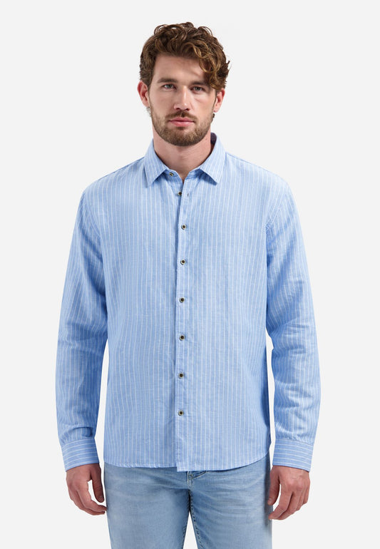 NO EXCESS Shirt Vertical Small Stripe With Linen
