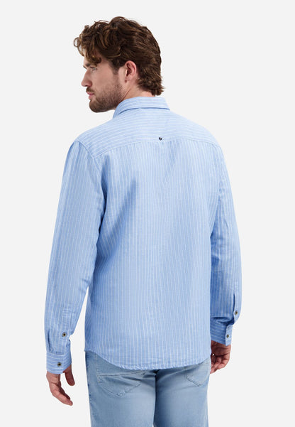 NO EXCESS Shirt Vertical Small Stripe With Linen