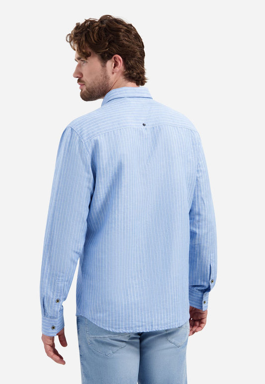 NO EXCESS Shirt Vertical Small Stripe With Linen