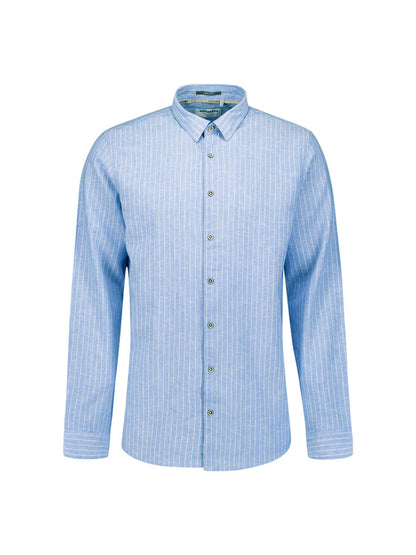 NO EXCESS Shirt Vertical Small Stripe With Linen