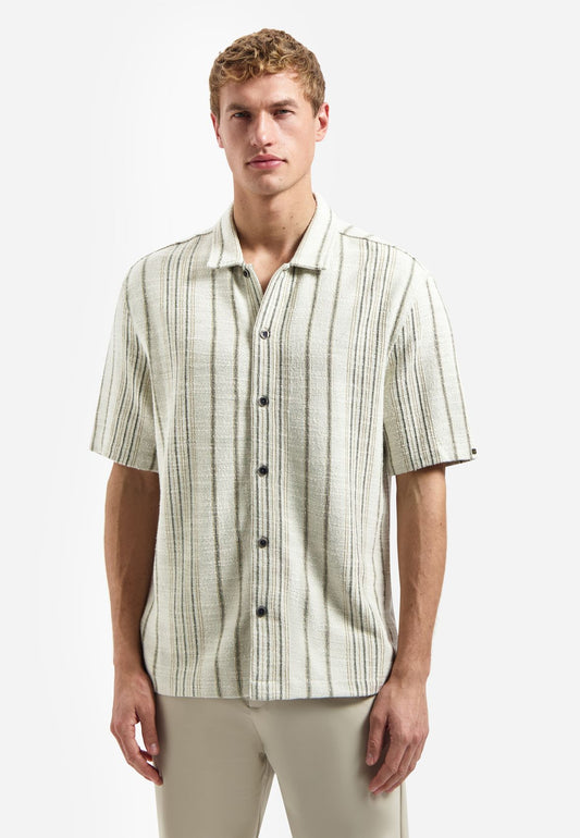 NO EXCESS Shirt Short Sleeve Jacquard Fancy Stripe XL