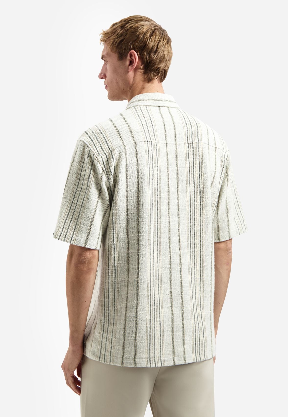 NO EXCESS Shirt Short Sleeve Jacquard Fancy Stripe
