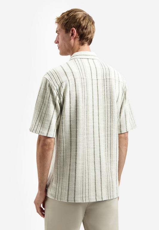 NO EXCESS Shirt Short Sleeve Jacquard Fancy Stripe