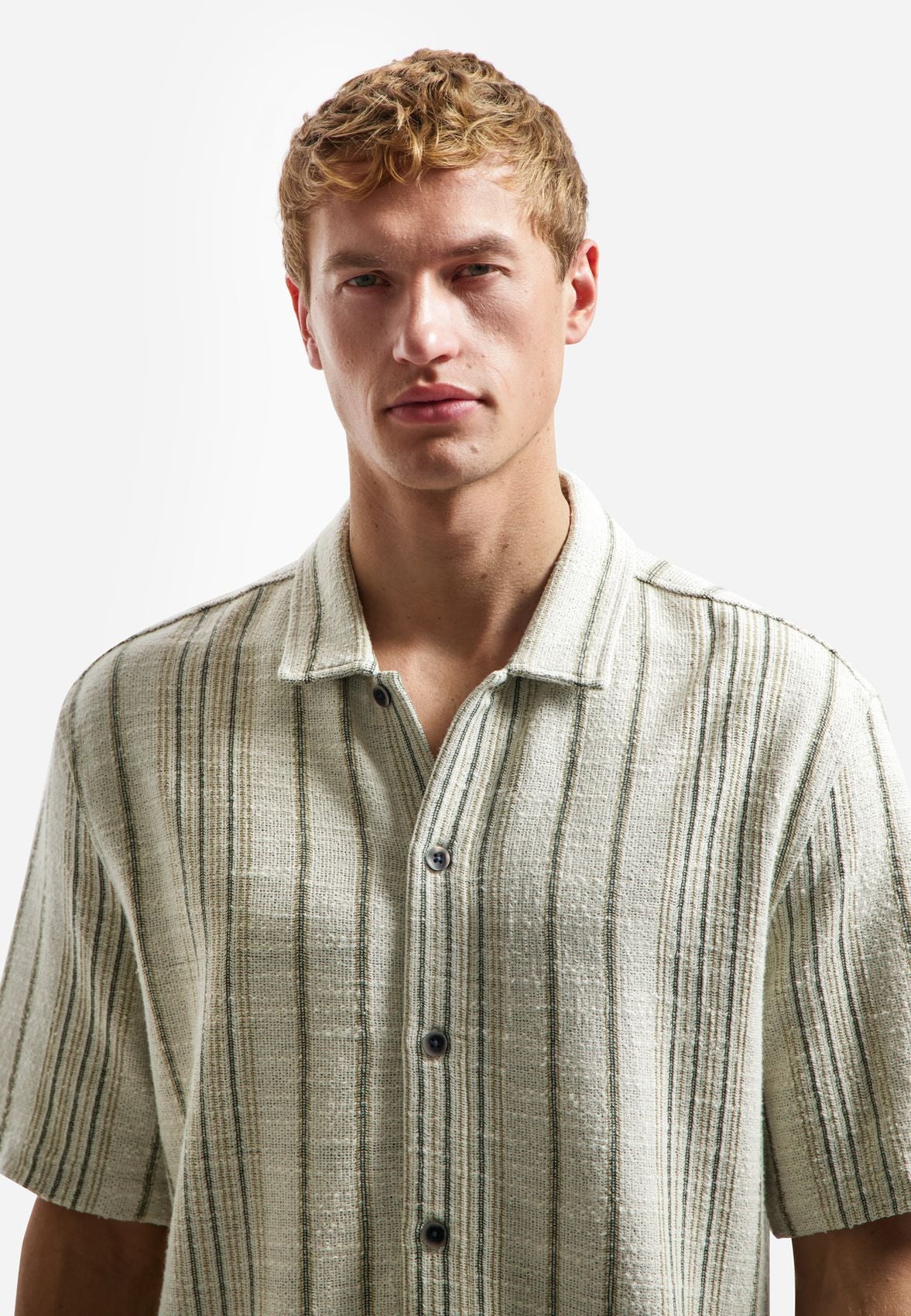 NO EXCESS Shirt Short Sleeve Jacquard Fancy Stripe