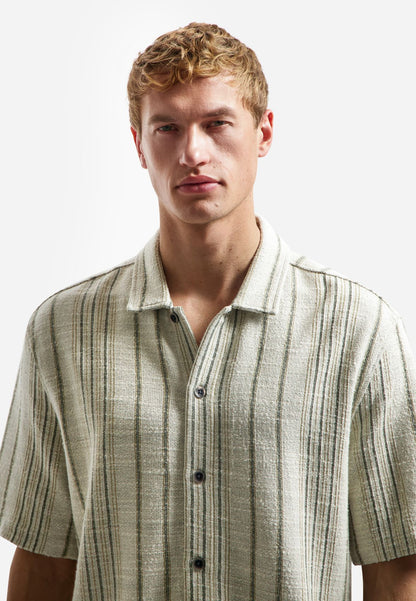 NO EXCESS Shirt Short Sleeve Jacquard Fancy Stripe