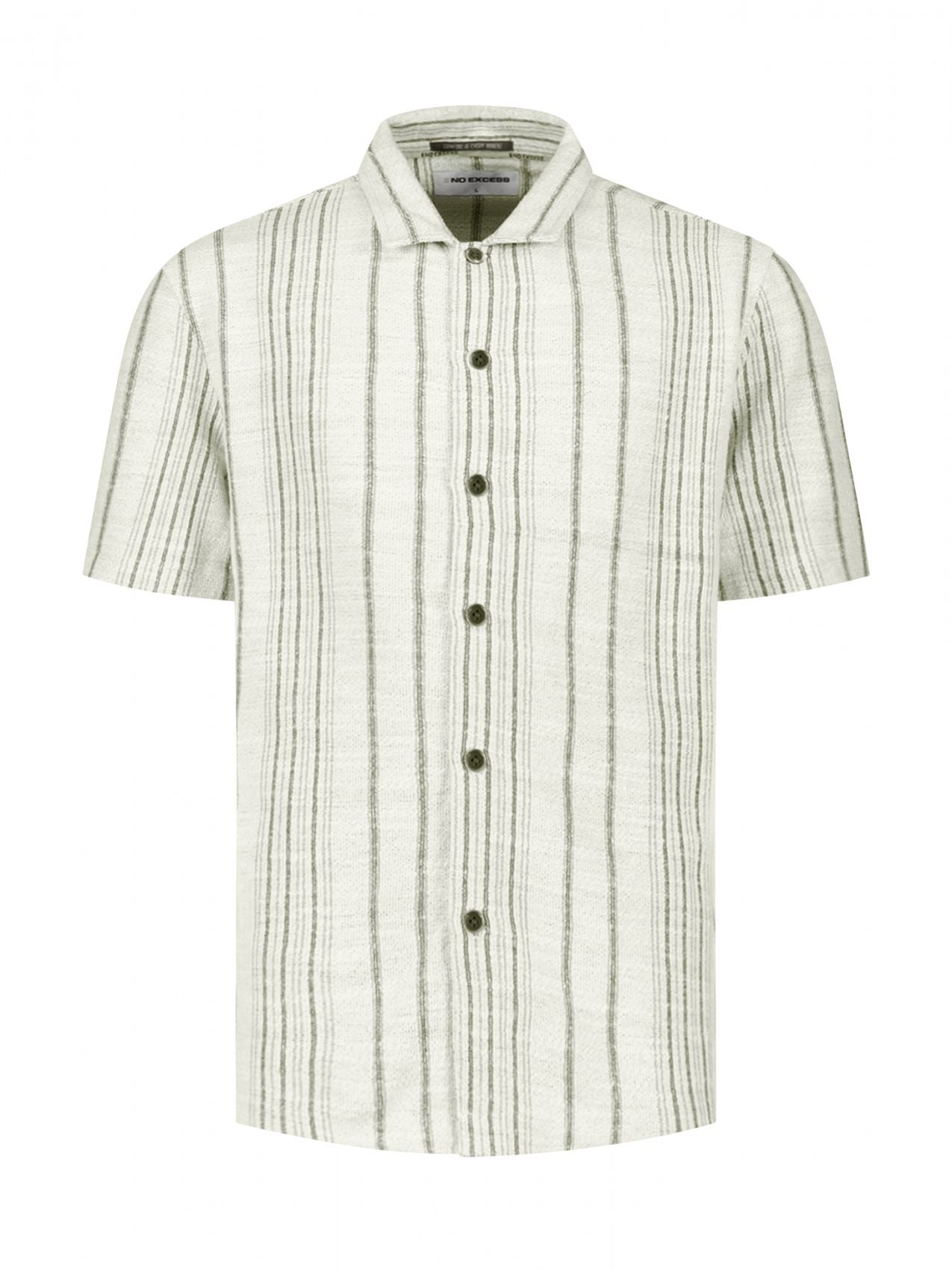NO EXCESS Shirt Short Sleeve Jacquard Fancy Stripe