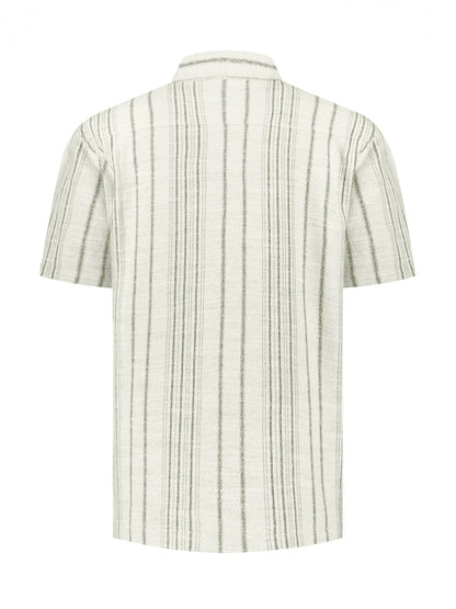 NO EXCESS Shirt Short Sleeve Jacquard Fancy Stripe