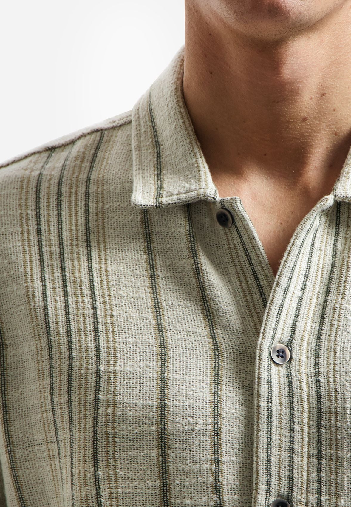 NO EXCESS Shirt Short Sleeve Jacquard Fancy Stripe