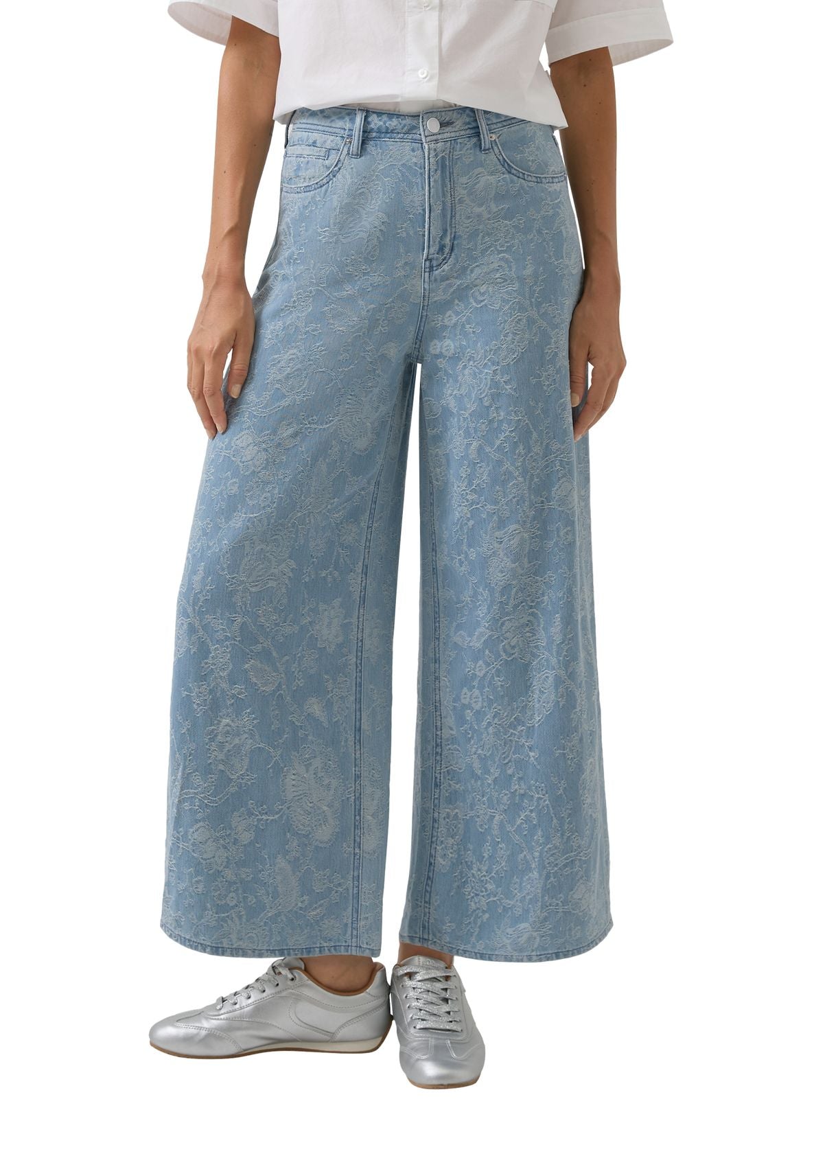 S.OLIVER Culotte-Jeans aus Denimjacquard