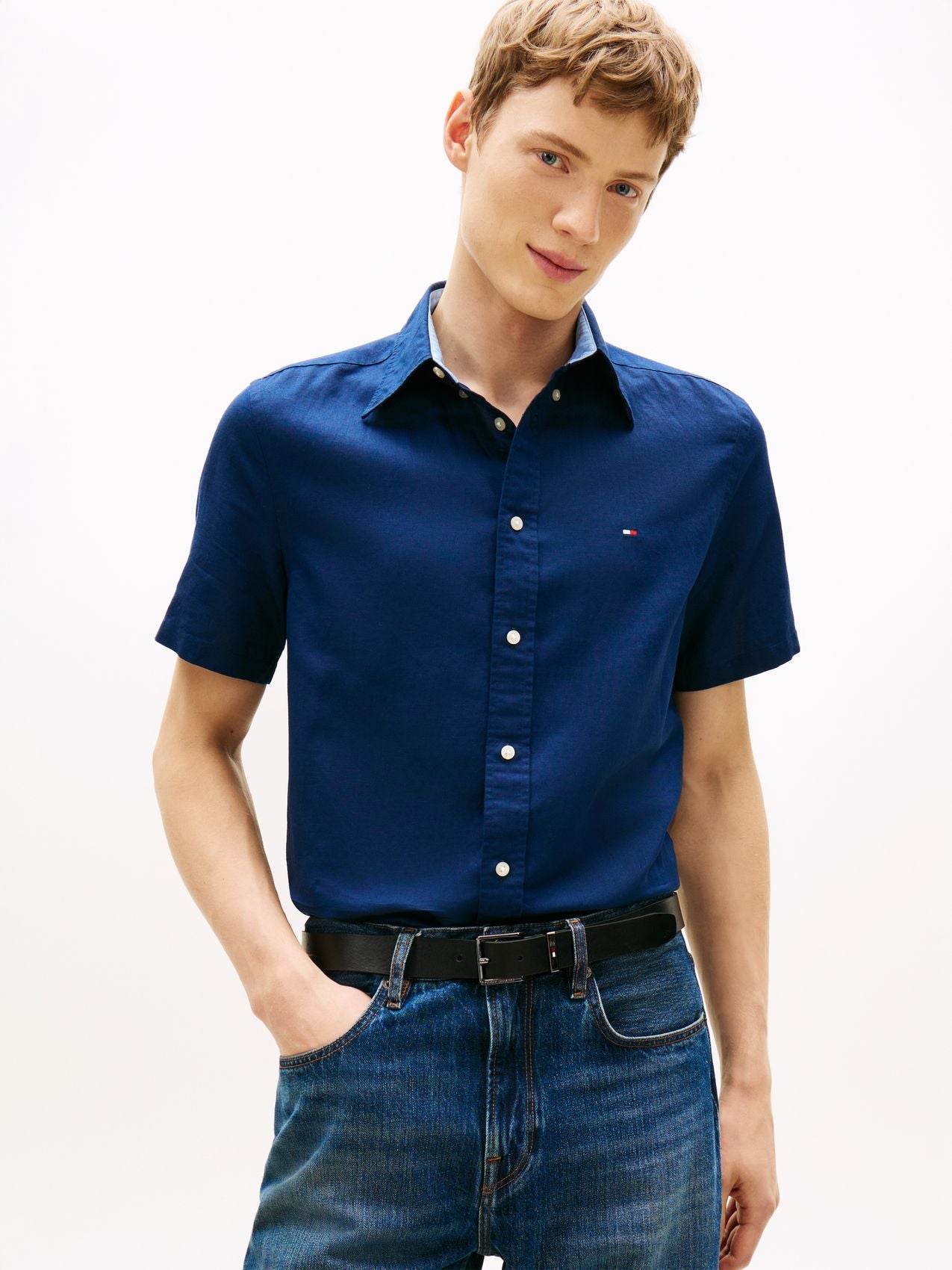 TOMMY HILFIGER Kurzarmhemd aus Leinenmischung