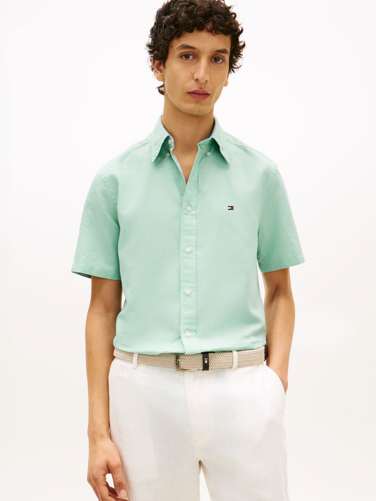 TOMMY HILFIGER Kurzarmhemd aus Leinenmischung