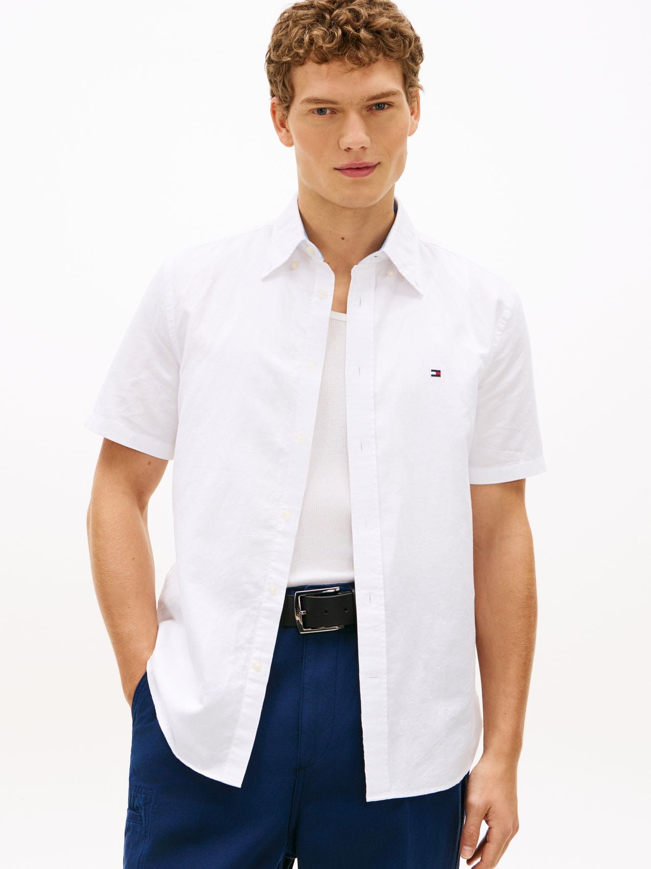 TOMMY HILFIGER Kurzarmhemd aus Leinenmischung XL