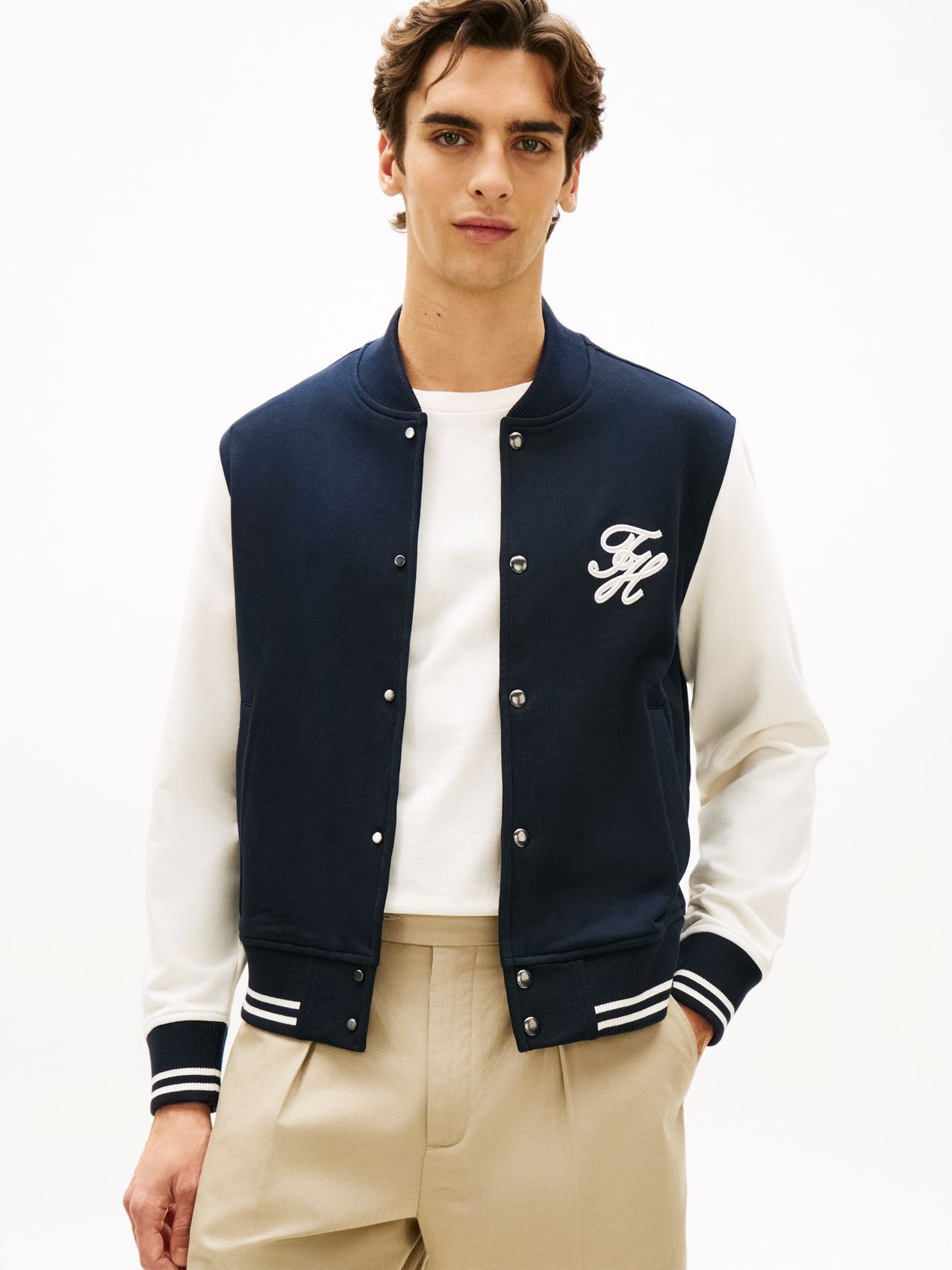 TOMMY HILFIGER Colour-Blocked Terry Bomber Jacket L