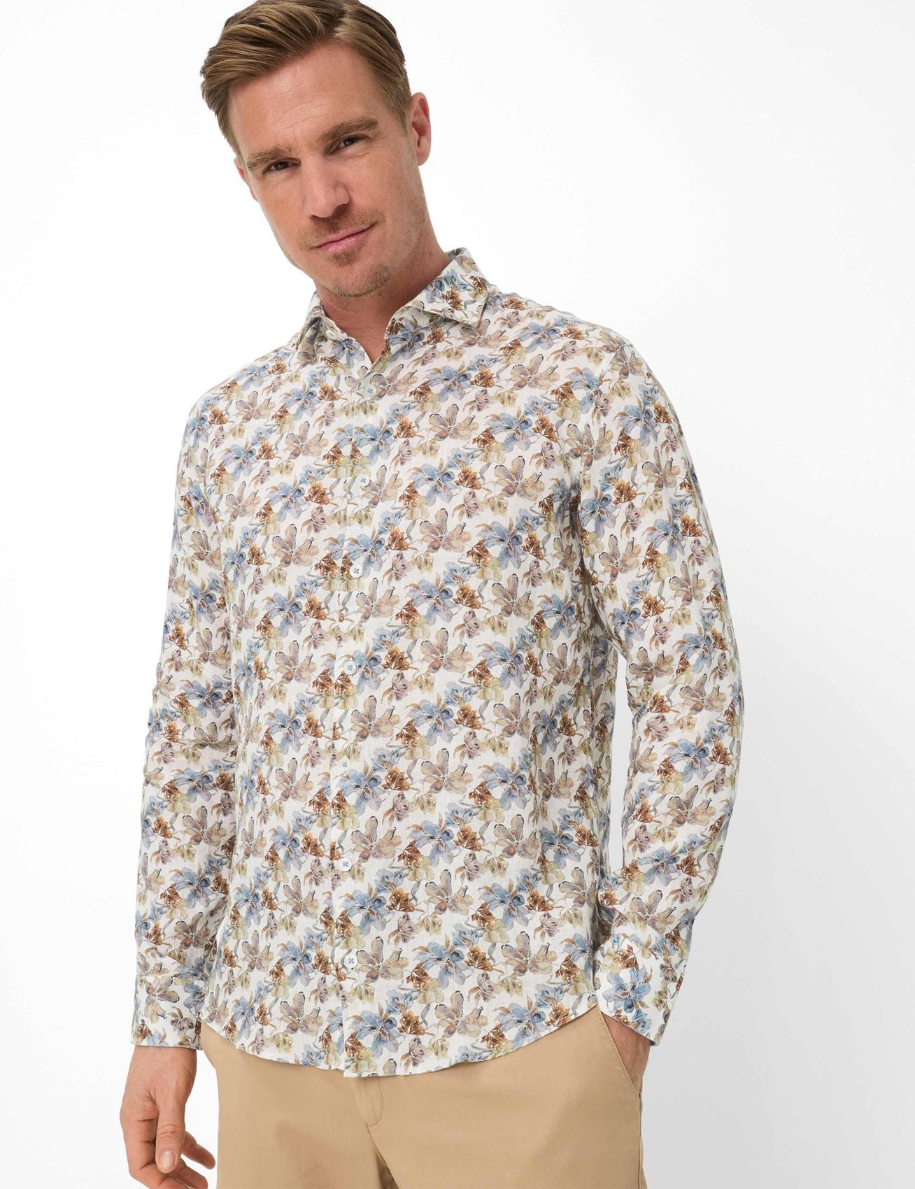 BRAX Leinenhemd mit floralem Print "Harold"