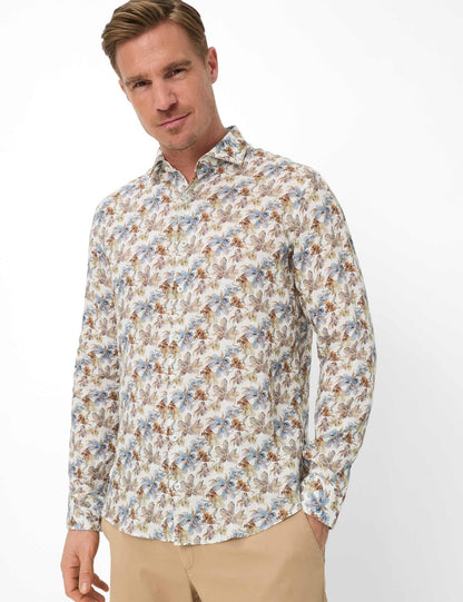 BRAX Leinenhemd mit floralem Print "Harold"