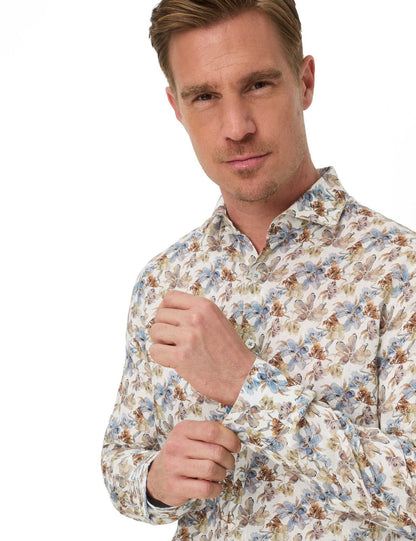 BRAX Leinenhemd mit floralem Print "Harold"