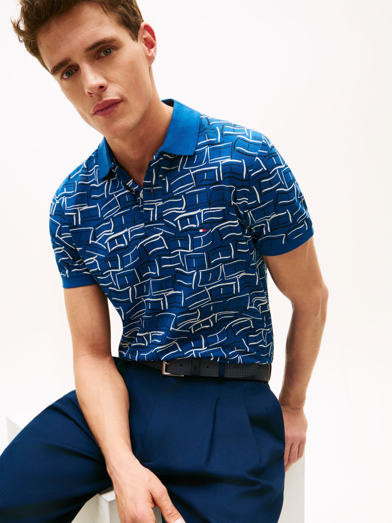 TOMMY HILFIGER Regular Fit Print Pique Polo Shirt