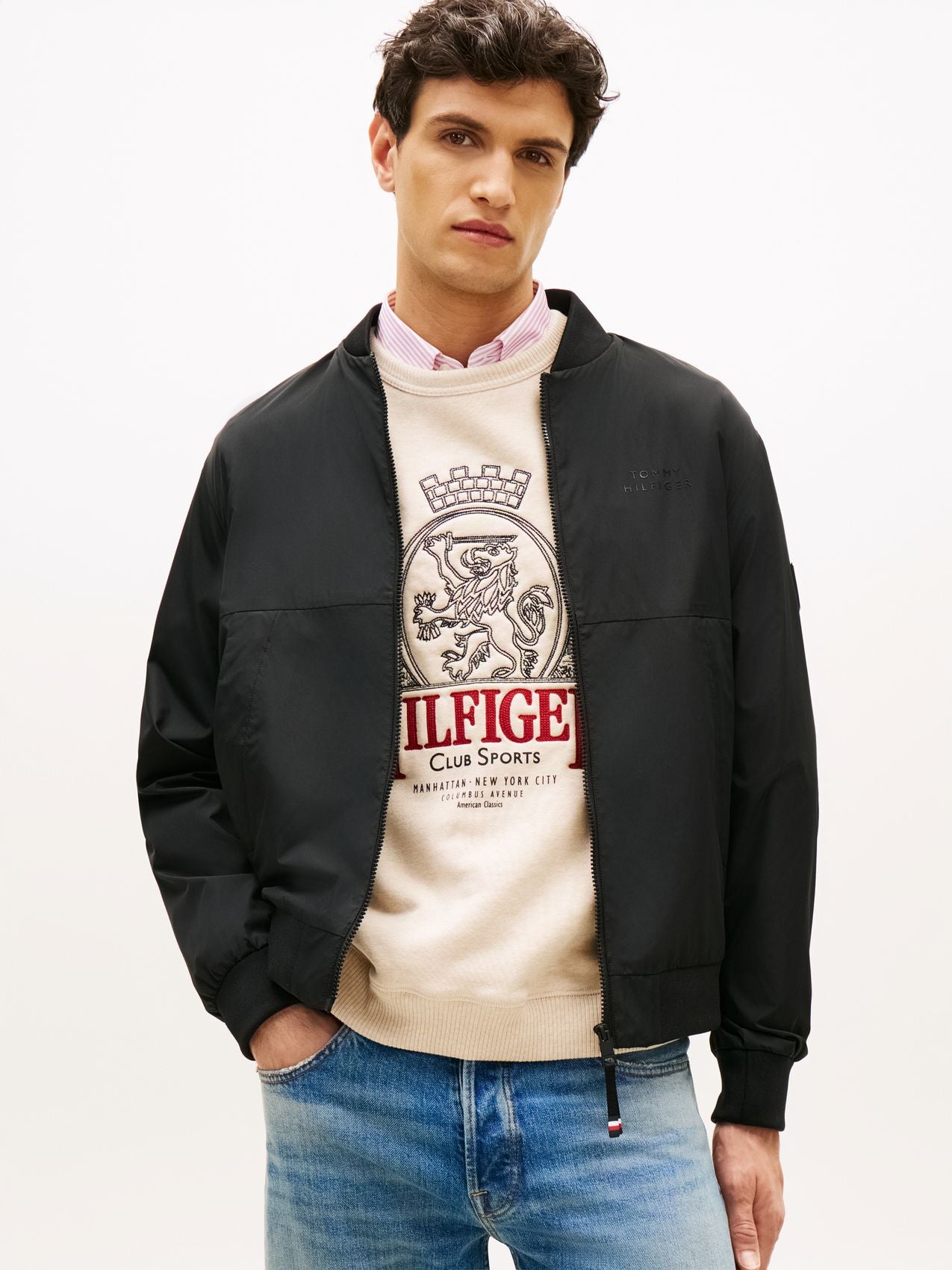 TOMMY HILFIGER Water Resistant Tonal Logo Bomber Jacket L