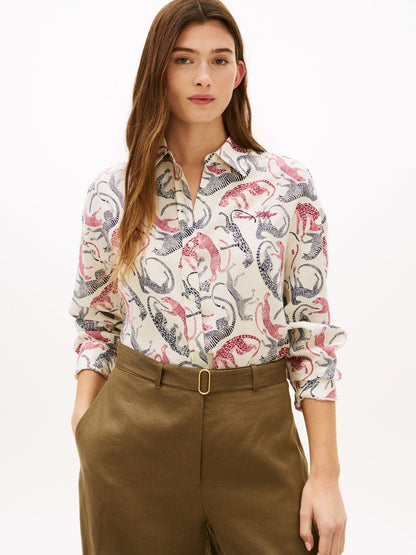 TOMMY HILFIGER Gemustertes Oversized-Leinenhemd