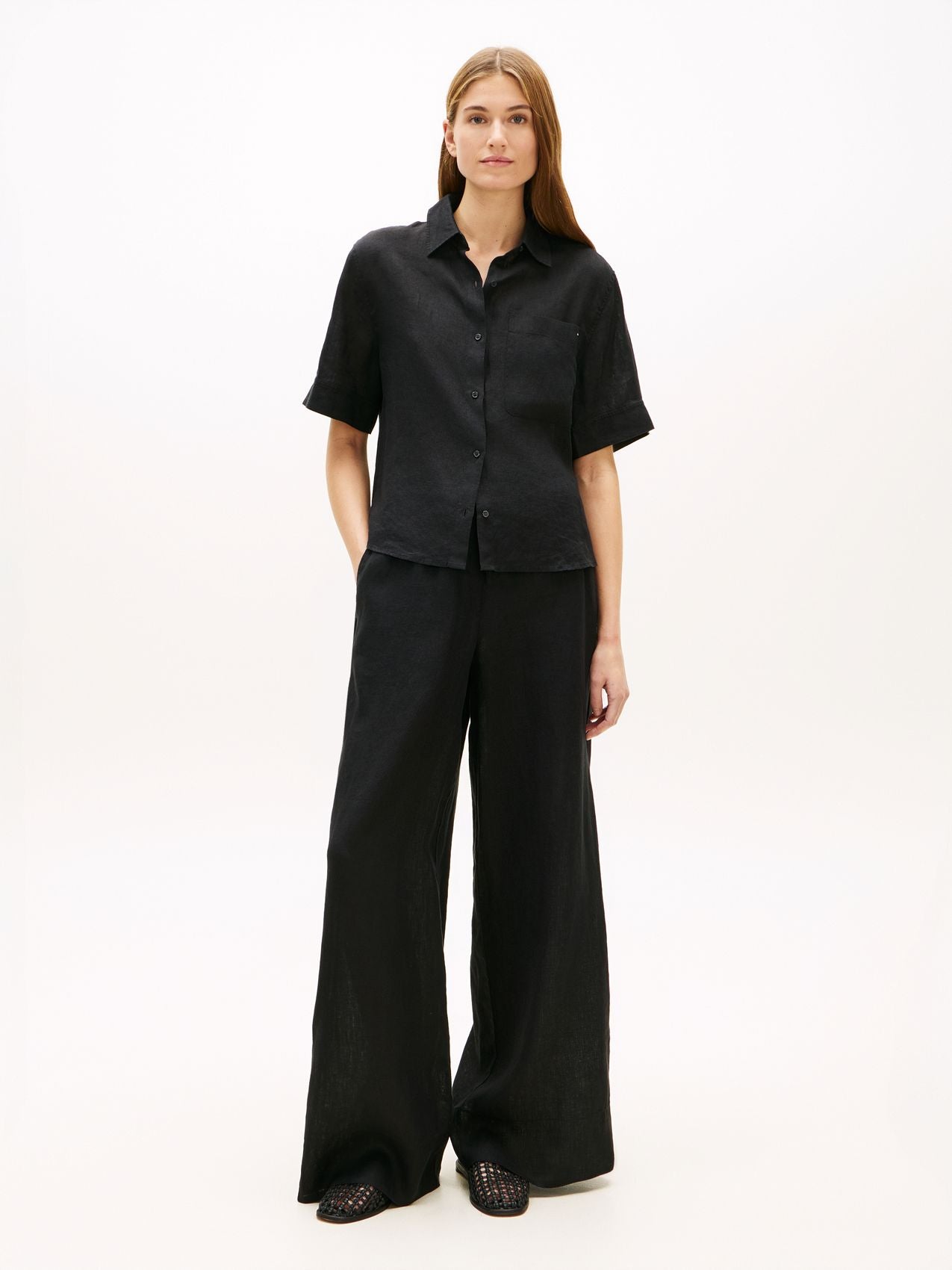 TOMMY HILFIGER Leinenhose mit weitem Bein